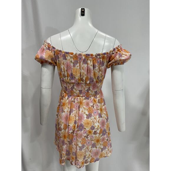 Tularosa 'Aurora' Purple Off Shouder Floral  Mini Dress Size S - Picture 3 of 5